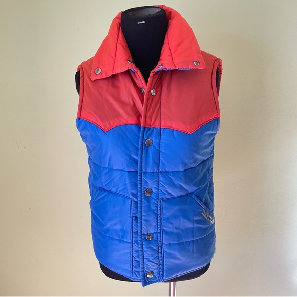Wrangler Other - VINTAGE 70s WRANGLER BLUE ORANGE PUFFER CAMP VEST SIZE SMALL RARE